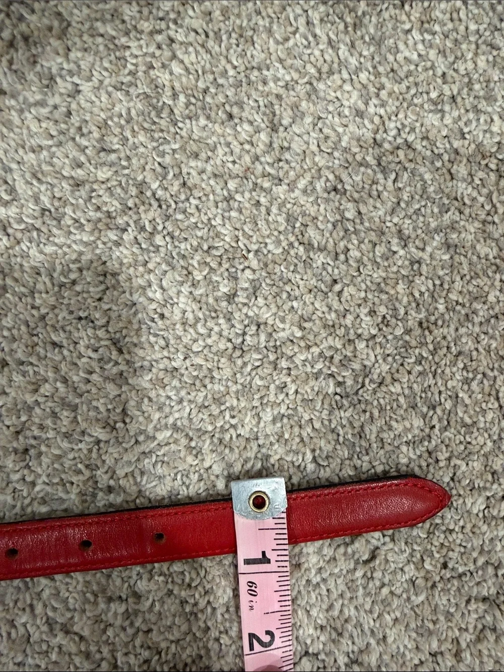 Vintage Dockers Red Genuine Leather Skinny Belt with Solid Brass Buckle